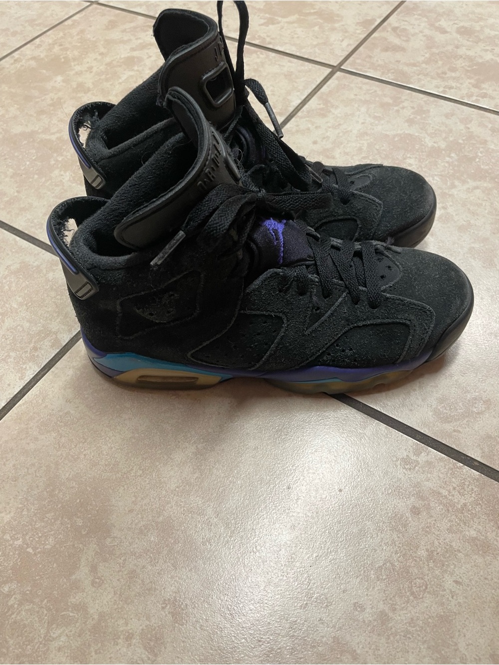 Jordan Kids Black and Purple High-Top Sneakers